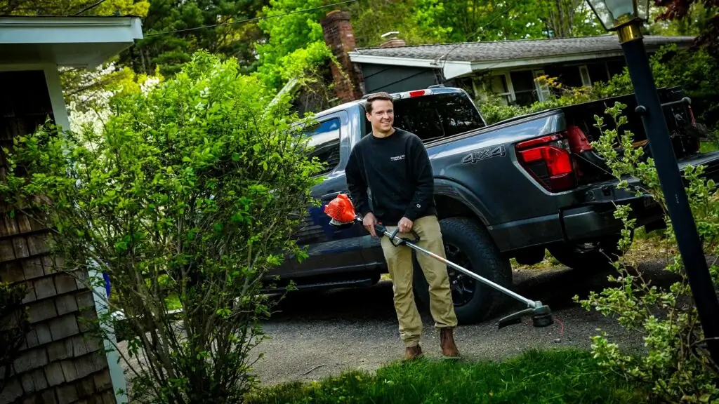 Team member working in a yard